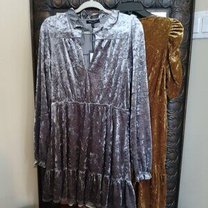 NWT Women's Silver Velvet Mini Dress